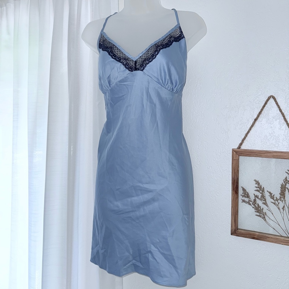 Secret Treasures Blue and Navy Chemise Satin Elegance